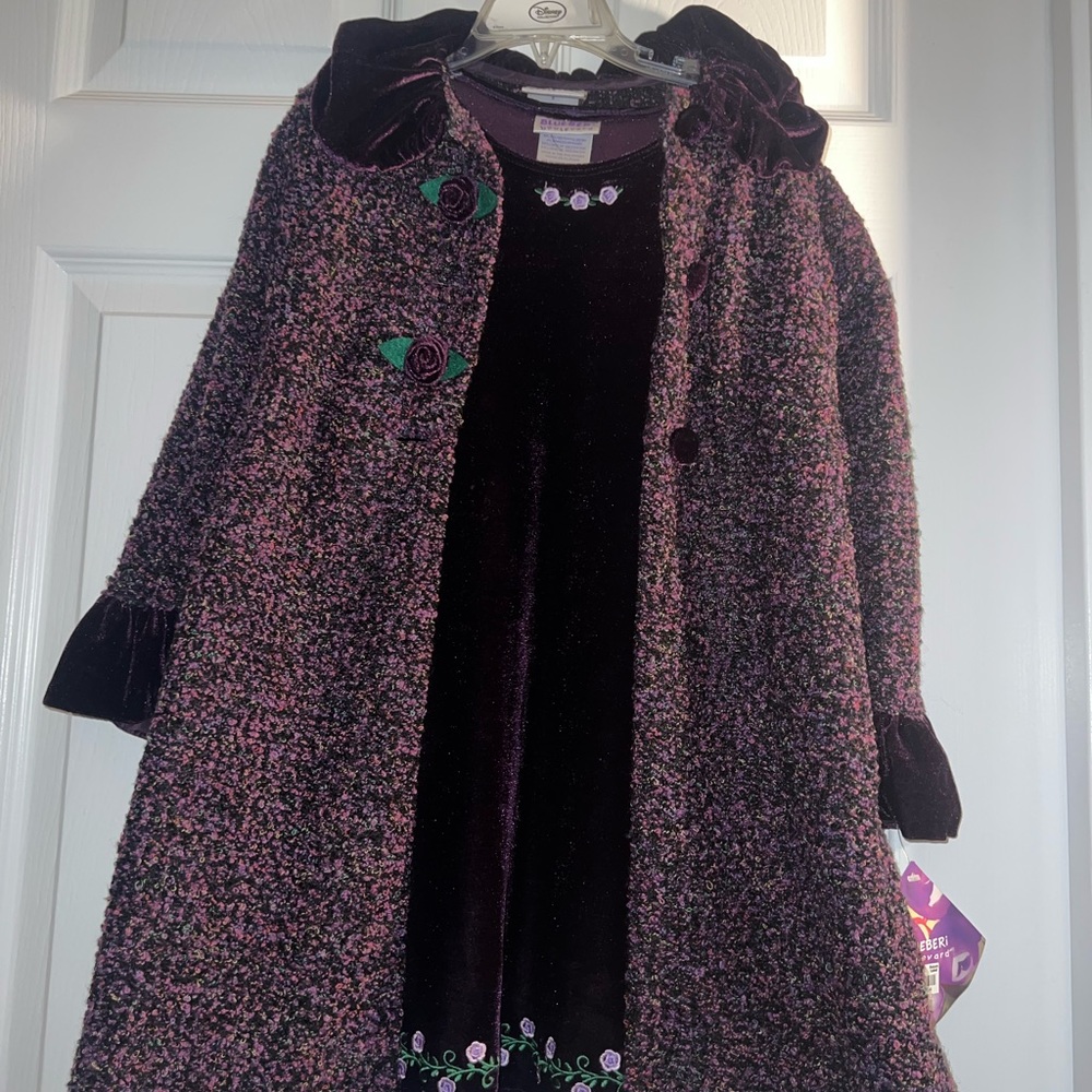 Girls Purple Dress and Coat Set